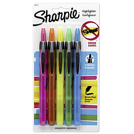 Sharpie Accent Retractable Highlighters Assorted Colors Pack Of 5 - Office  Depot